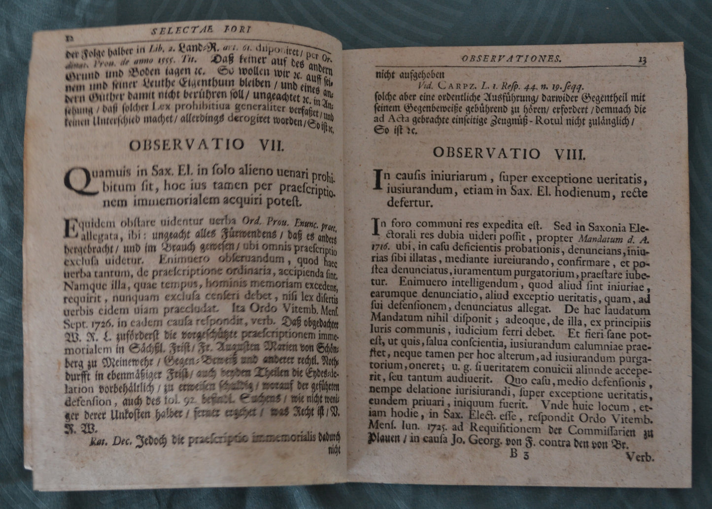Dissertatio Juridica Qva Selectas Fori Obersvationes - 1727