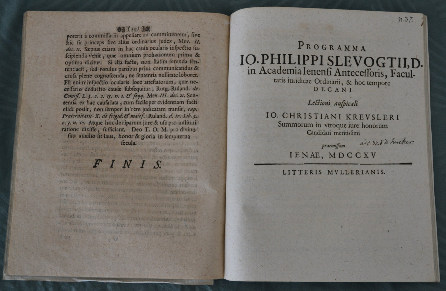 Dissertatio Juridica Inauguralis De Jure Riparum - 1715