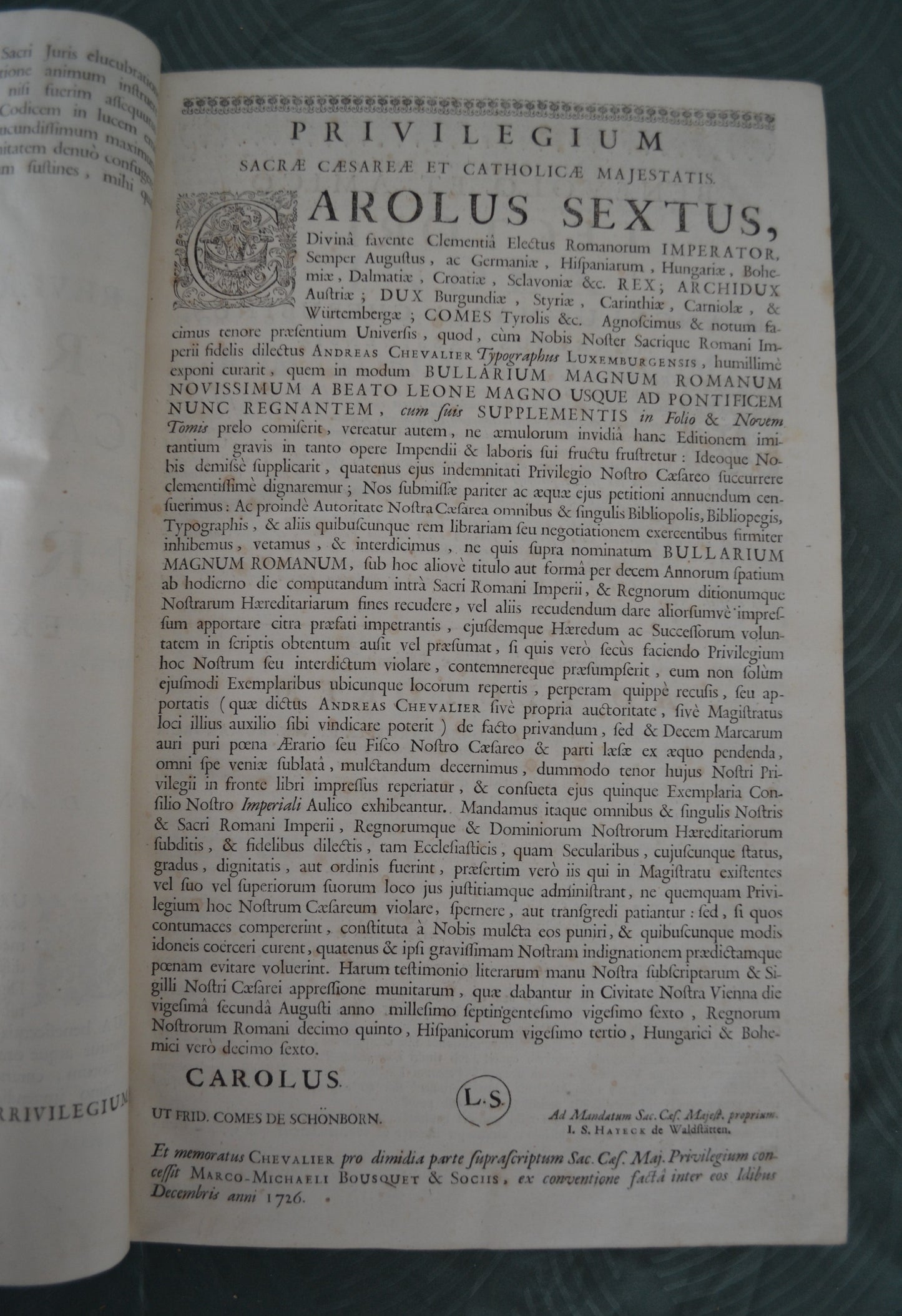 MAGNUM BULLARIUM ROMANUM - 1726
