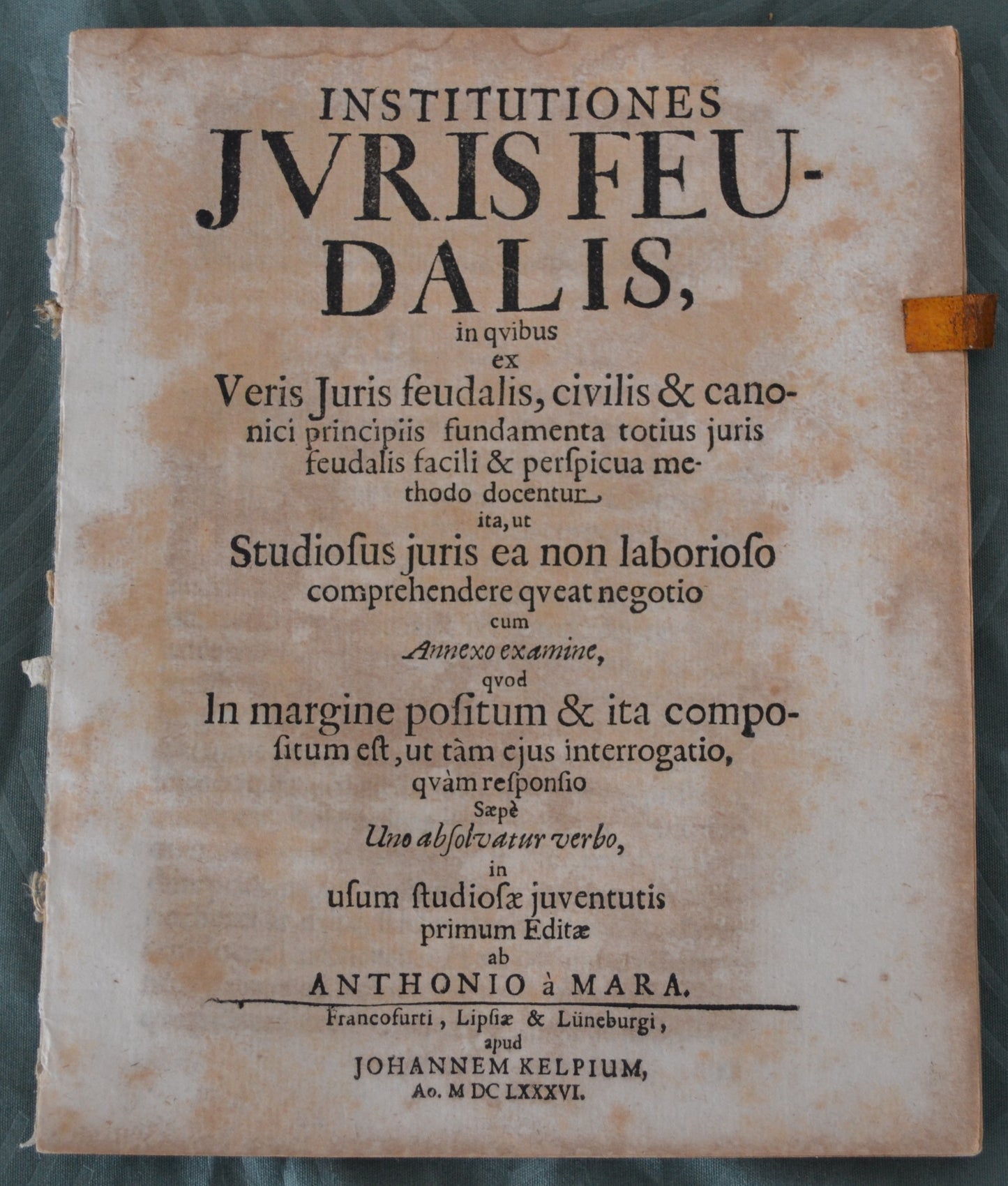 Institutiones Juris Feudalis - 1686