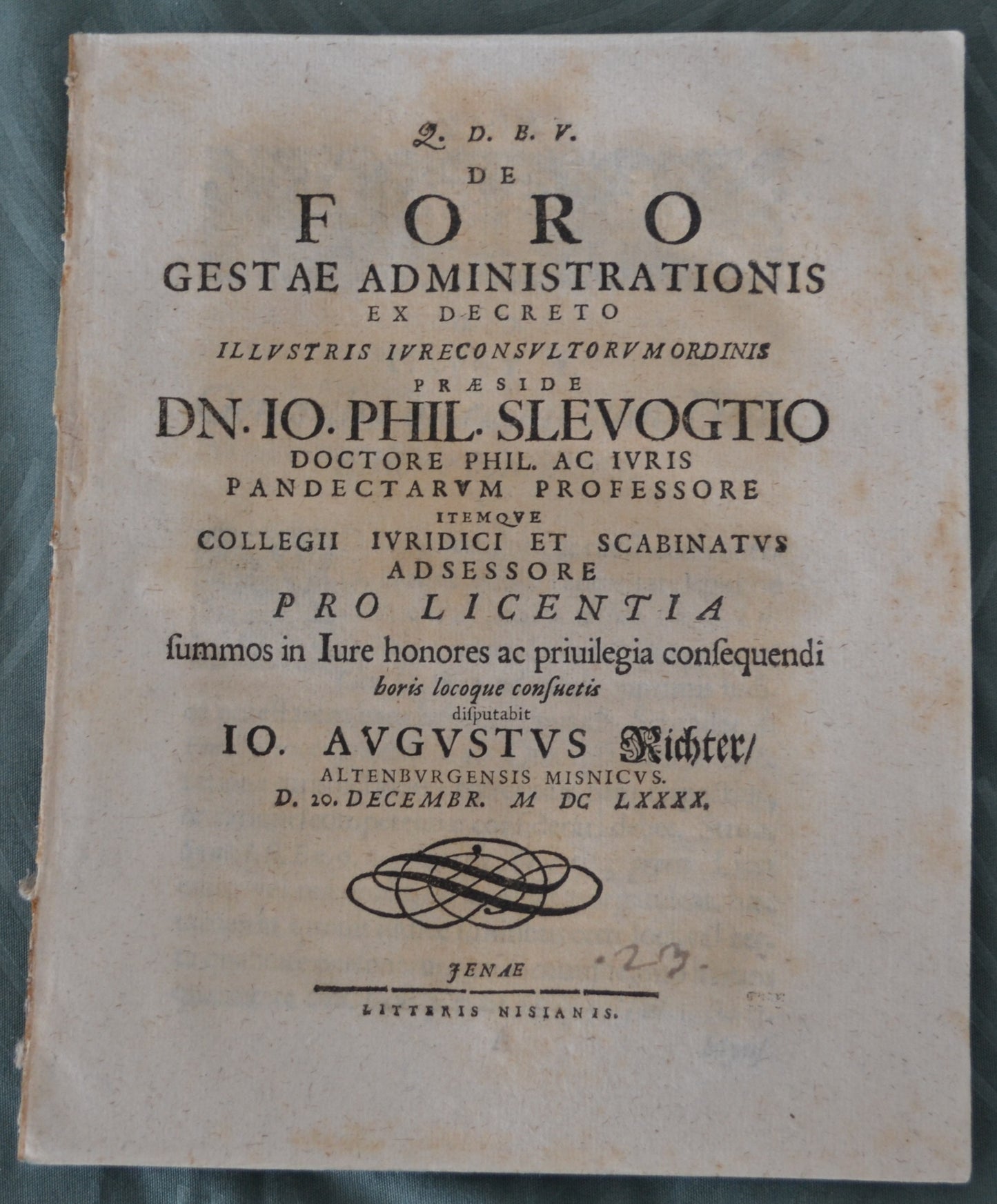 De Foro Gestae Administrationis - 1690