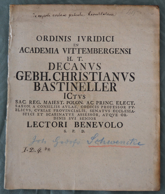 Ordinis iuridici in academia Vittembergensi - 1744