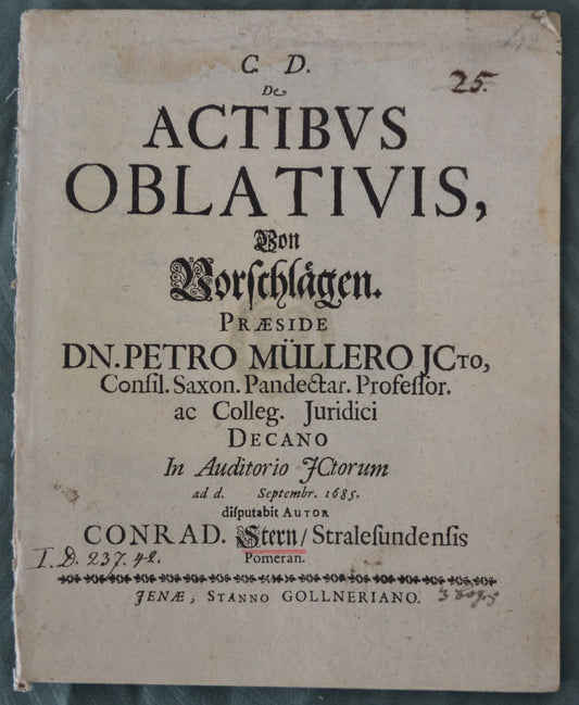 De ACTIBVS OBLATIVIS - 1685