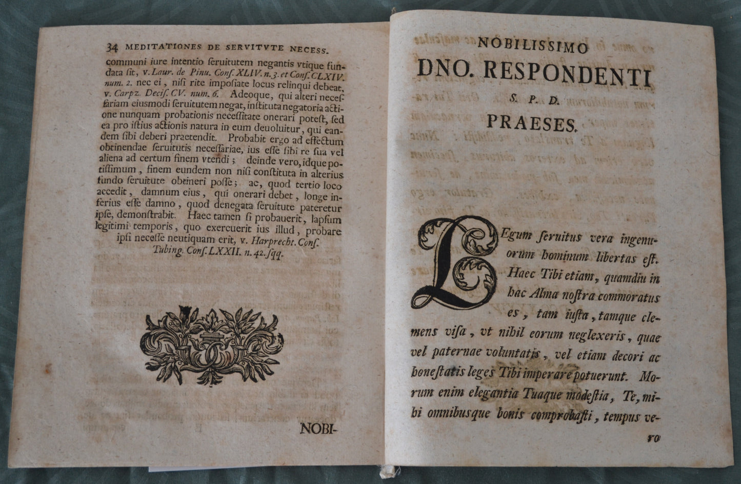 Meditationes de Servitvte Necessaria - 1734