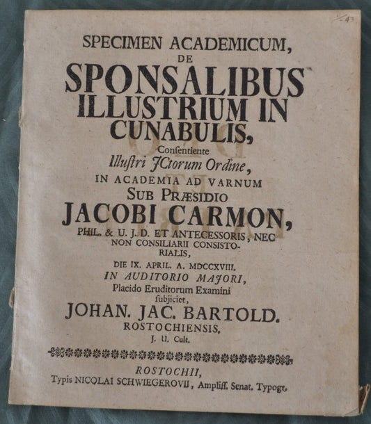 Sponsalibus Illustrium in Cunabulis - 1718