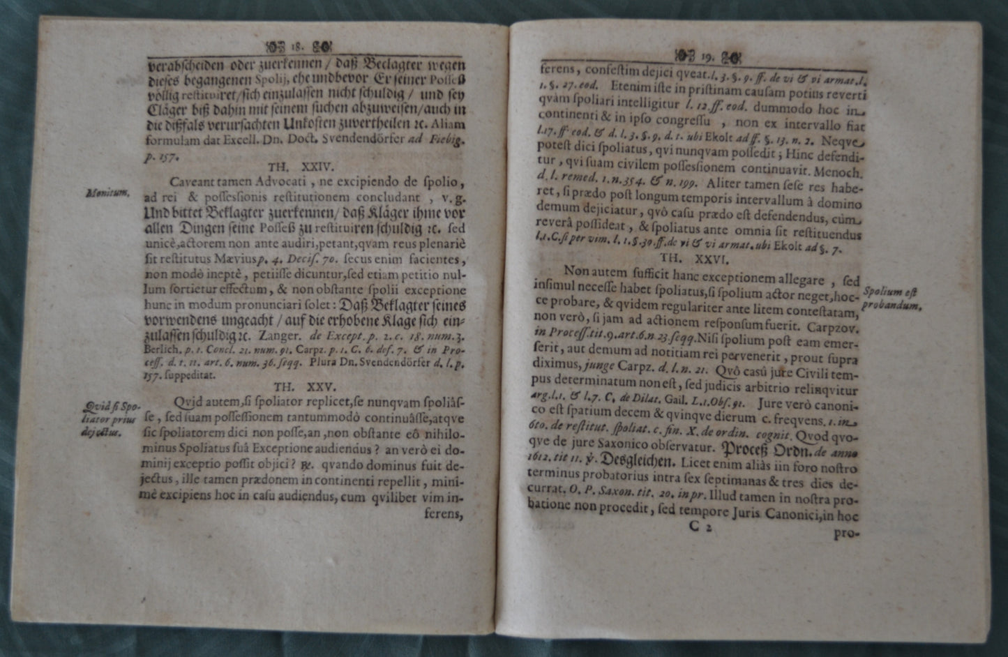 Dissertatio Inauguralis Juridica De Exceptione Spolii - 1690