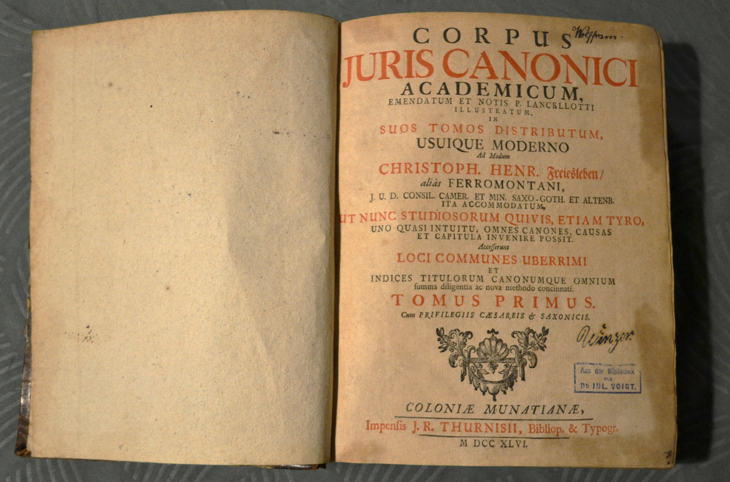 Corpus Juris Canonici Academicum - 1746