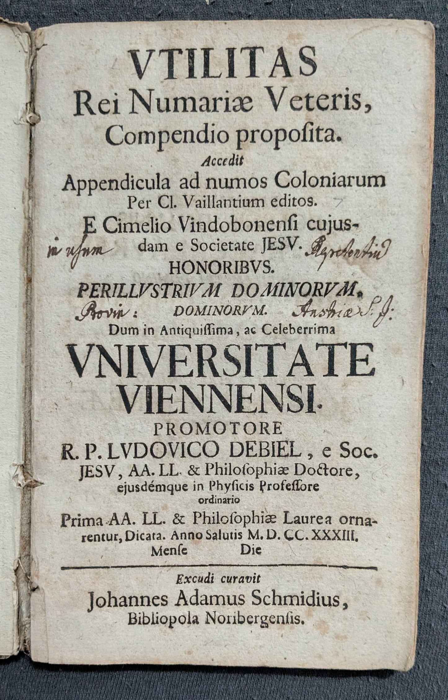 Utilitas Rei Numariae Veteris Compendio proposita - 1733
