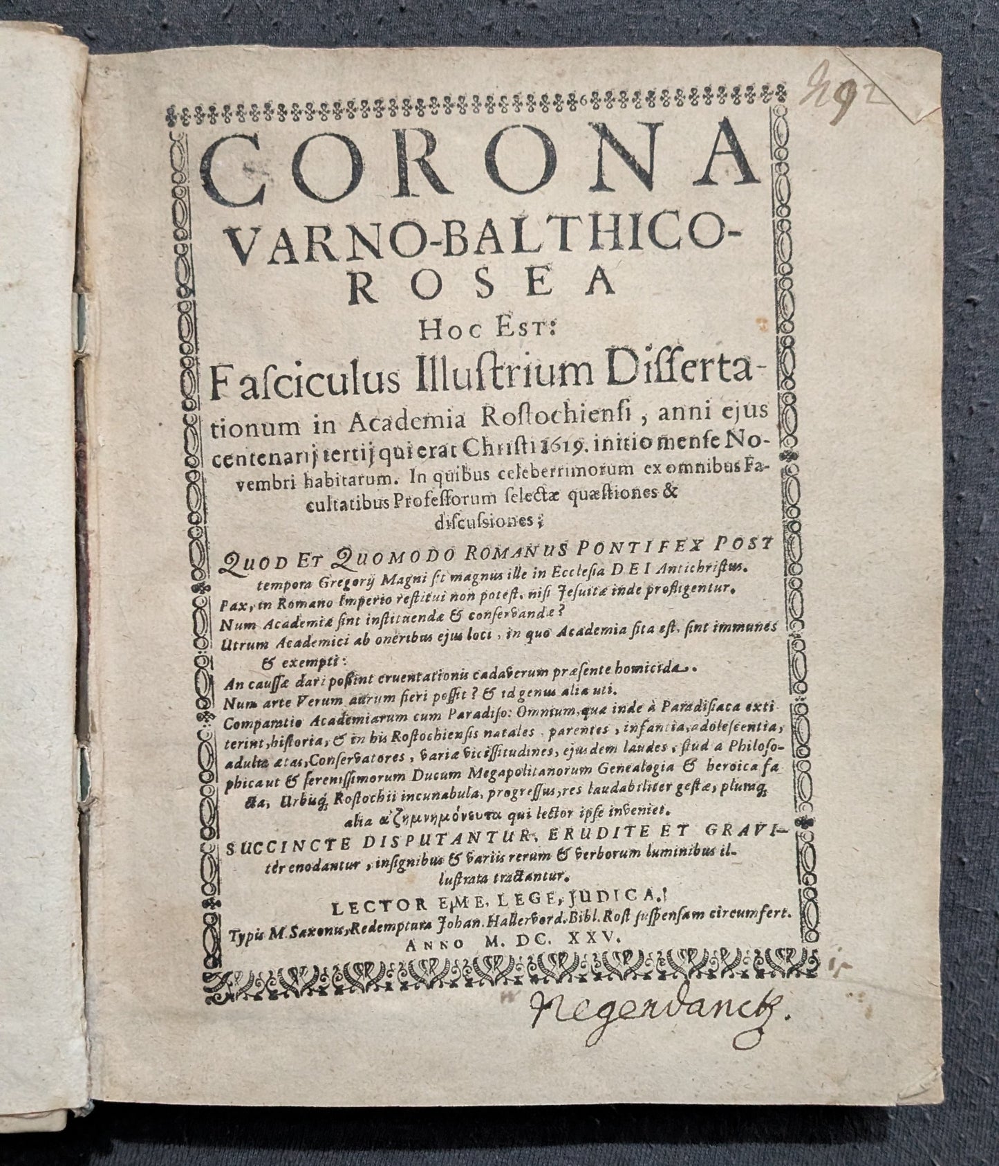 Corona Varno-Balthico-Rosea - 1625
