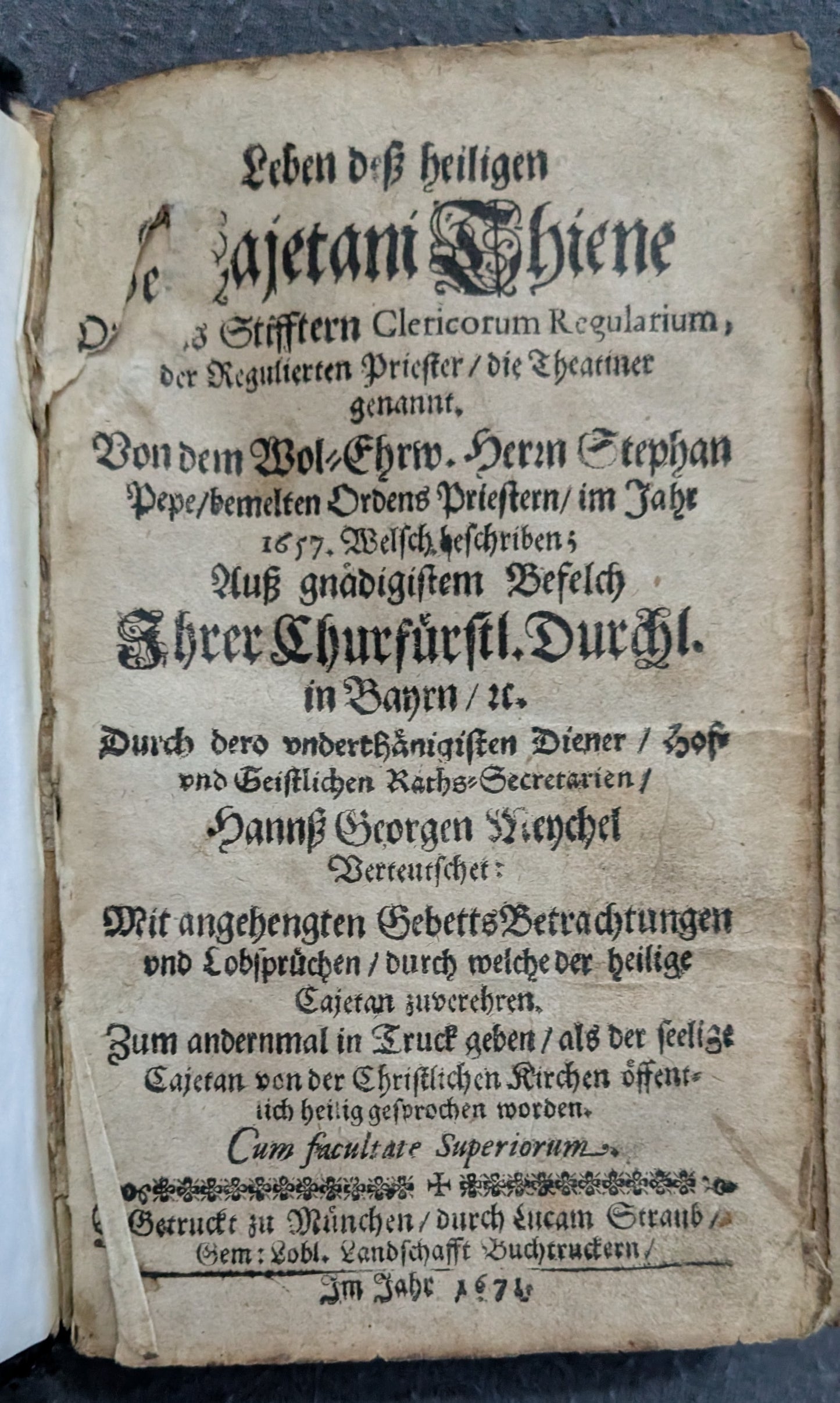 Leben Deß heiligen Cajetani Ziene - 1674