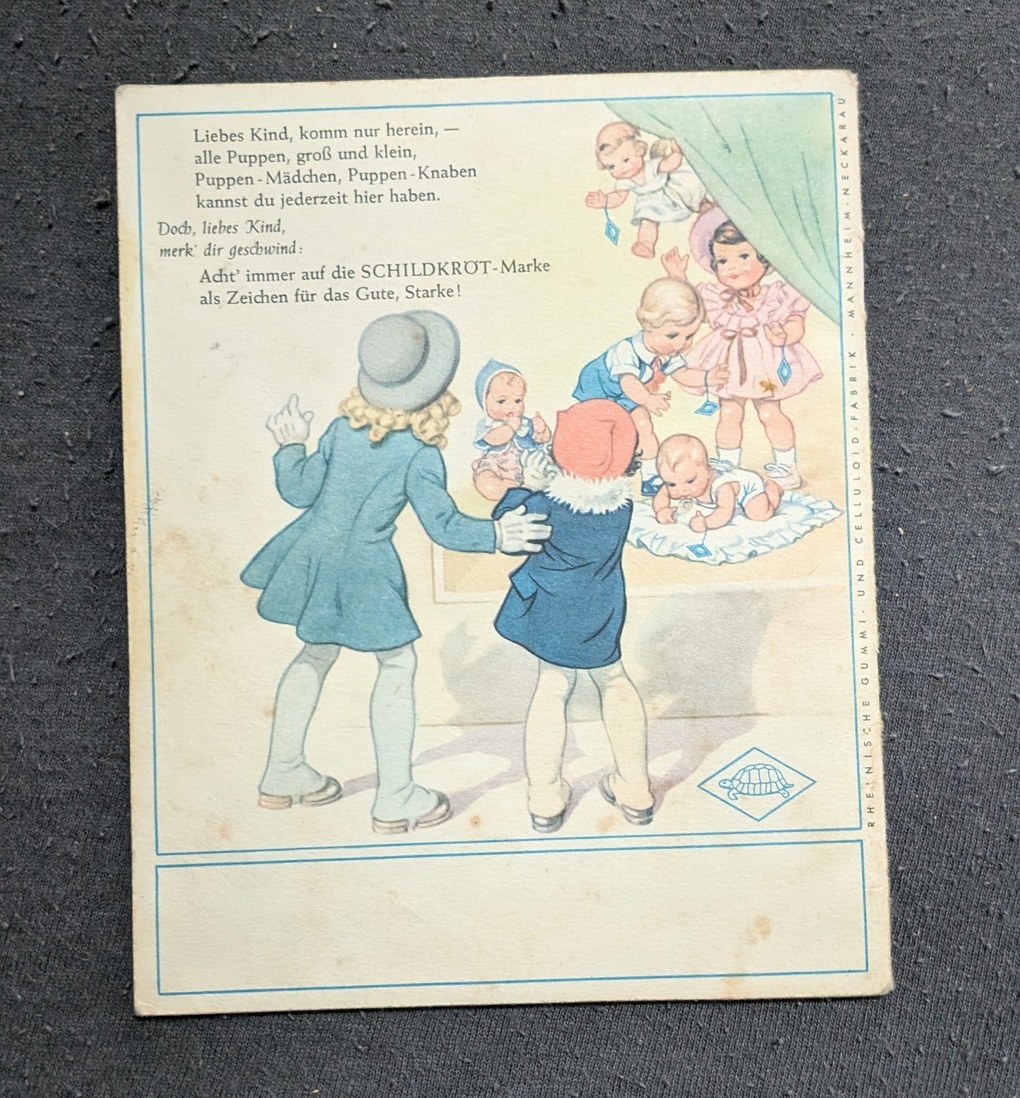 Sei so brav, mein liebes Kind, wie die SCHILDKRÖT-PUPPEN sind! - 1953