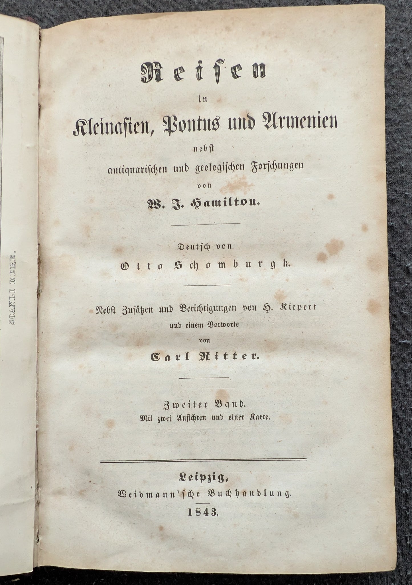 Reisen in Kleinasien, Pontus und Armenien... W. J. Hamilton -1843 - Band 2 - selten
