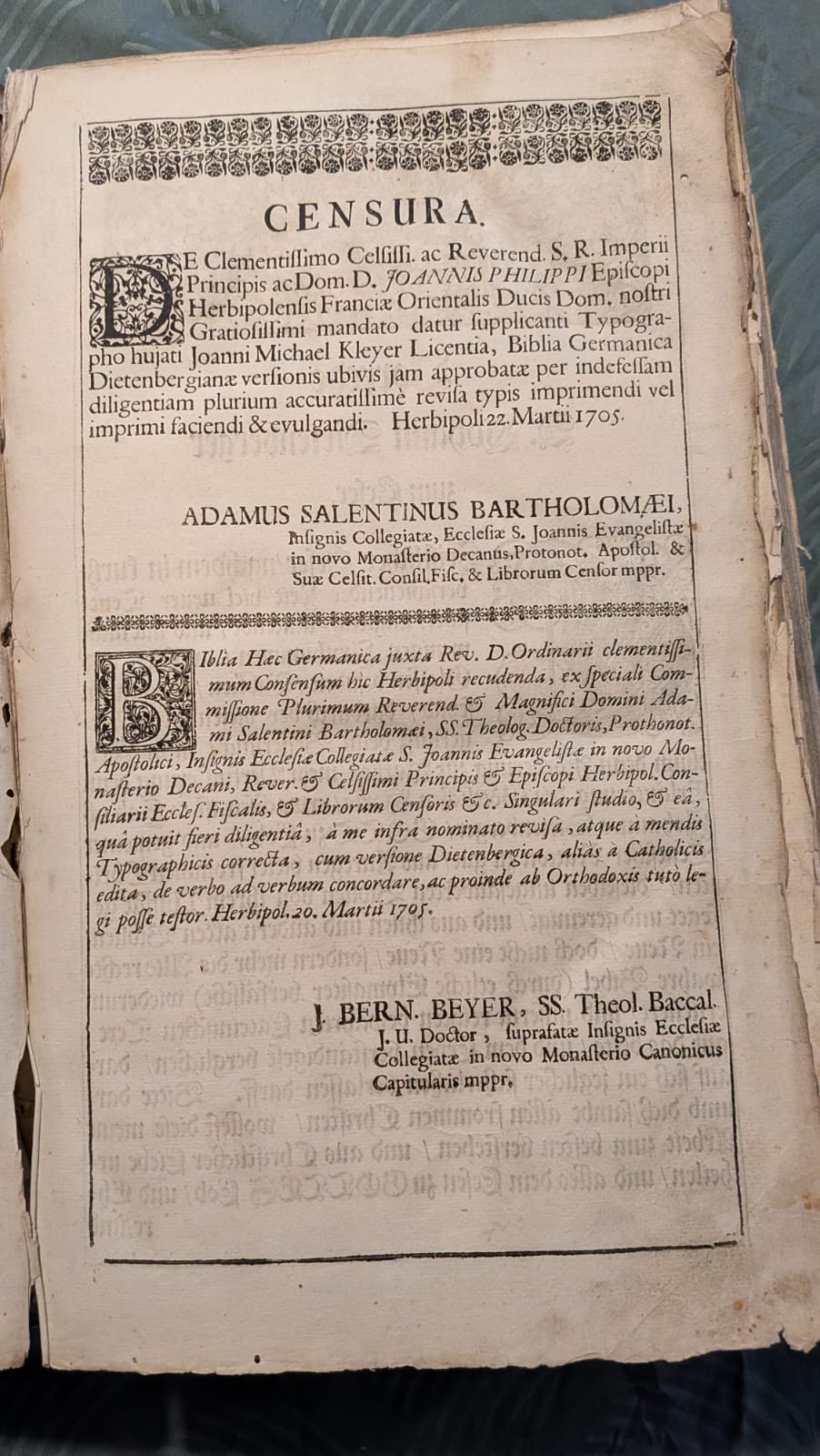 Sacra Biblia, Dietenberger Bibel, 1705