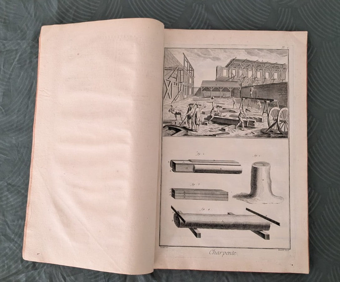 Bedeutende Kupferstichfolge aus Diderots „Encyclopédie“ – Zimmermannskunst, um 1751