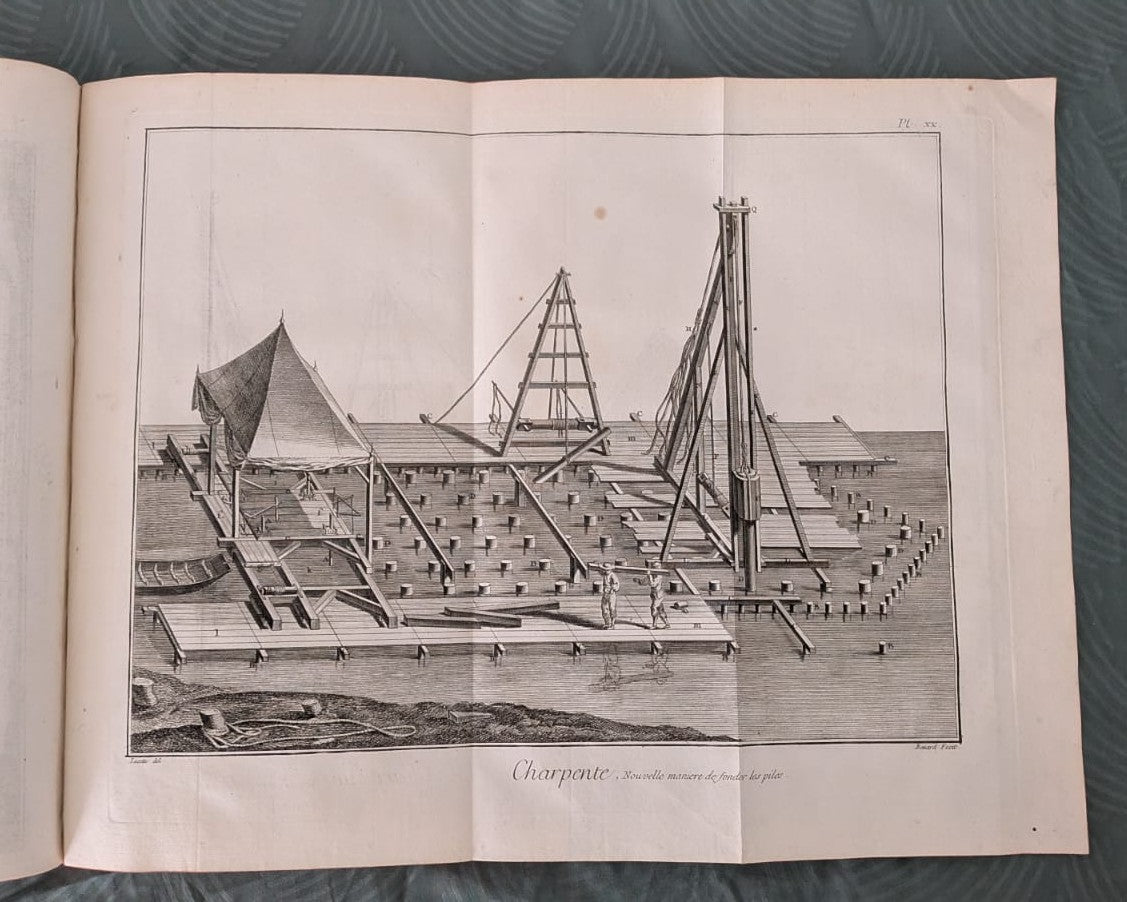 Bedeutende Kupferstichfolge aus Diderots „Encyclopédie“ – Zimmermannskunst, um 1751