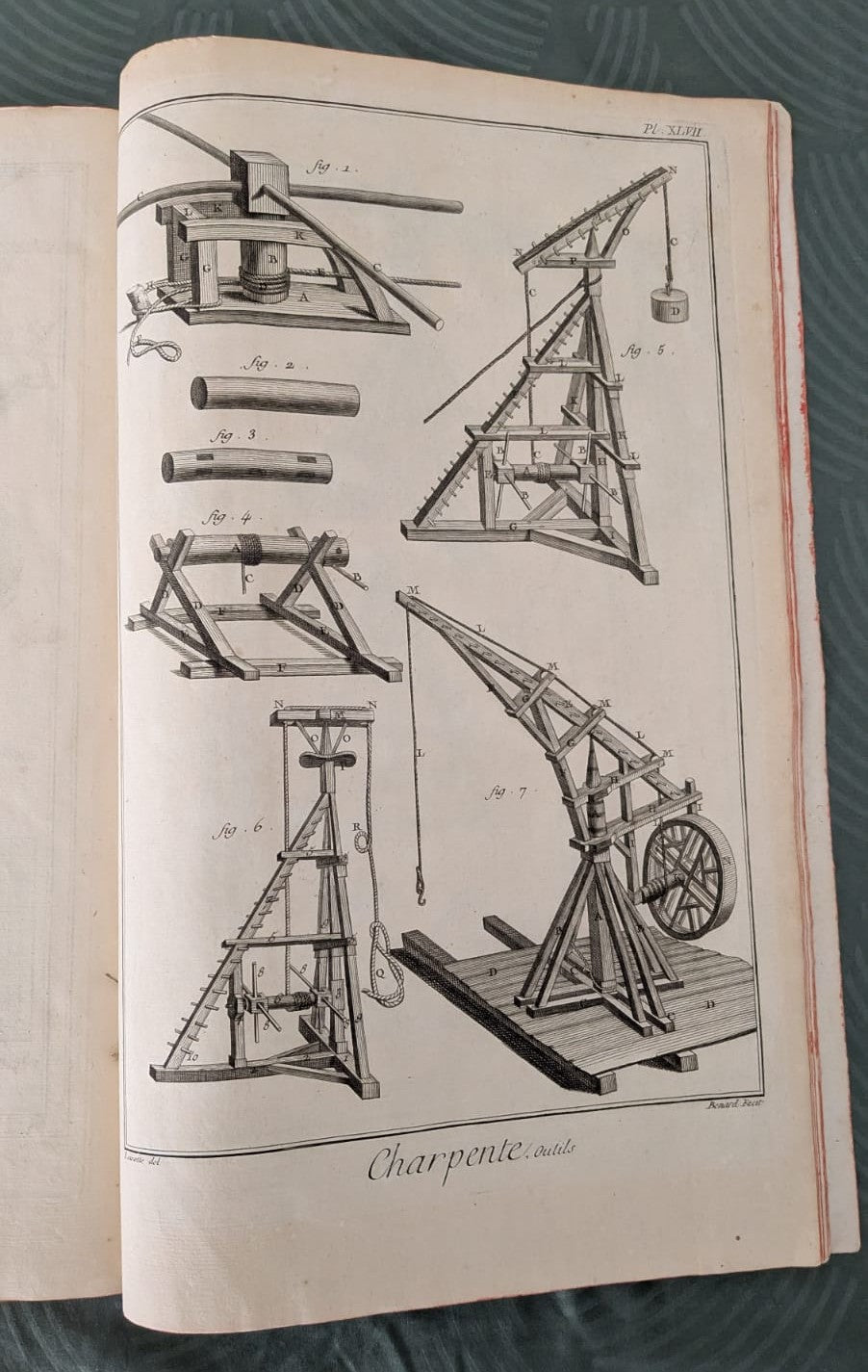 Bedeutende Kupferstichfolge aus Diderots „Encyclopédie“ – Zimmermannskunst, um 1751